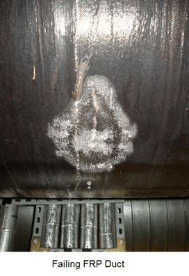 Corroded and failing FRP duct