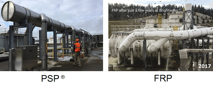 Wastewater treatment odor control systems comparison PSP vs FRP duct