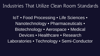 Industries that utilize clean room standards Industries that utilize clean room standards